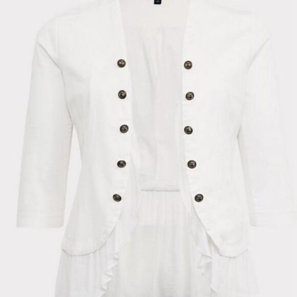 NWT Ivory Off White Twill Peplum Military Jacket Blazer Size 0 - Picture 8 of 10